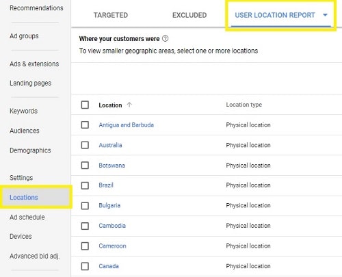 User Locations Report